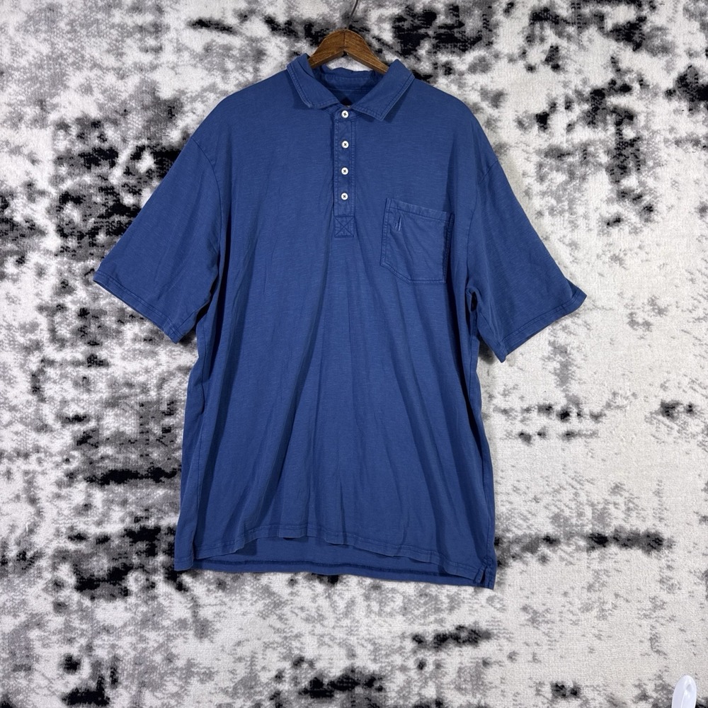 Johnnie O Polo Shirt Mens Size XL Blue 3 Button Pocket Preppy Golf Stretch
